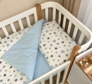 Set lenjerie de schimb pentru patut bebe 3 piese Stelute albastre (2)